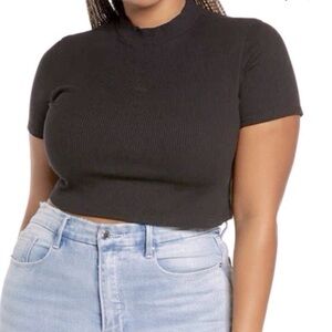 BP Black Fitted Ribbed Baby Crop T-Shirt